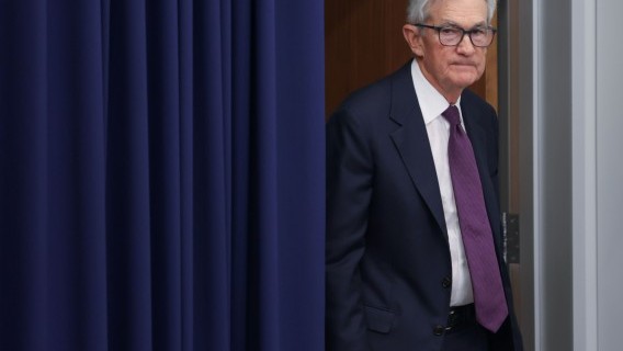 Fed Chair Jerome Powell at a press conference on Wednesday, after announcing that the Fed has decided to leave interest rates unchanged