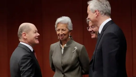 (L-R) German Minister of Finance Olaf Scholz, President of European Central Bank Christine Lagarde, European Commissioner in charge of Economy Paolo Gentiloni and French Economy Minister Bruno Le Maire