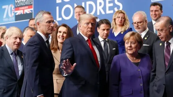 President Trump with various European leaders at the NATO summit last year