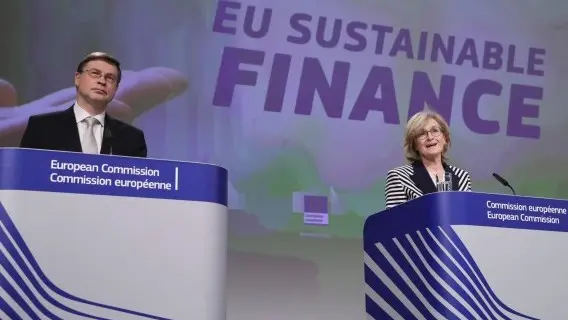 The European Commission held a news conference on sustainable finance in April