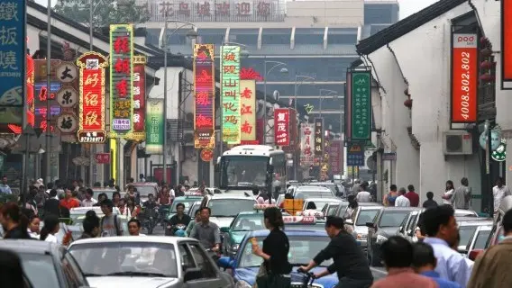 A busy road in Shanghai