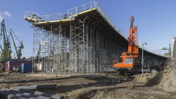 Construction of a bridge in Gdansk, Poland