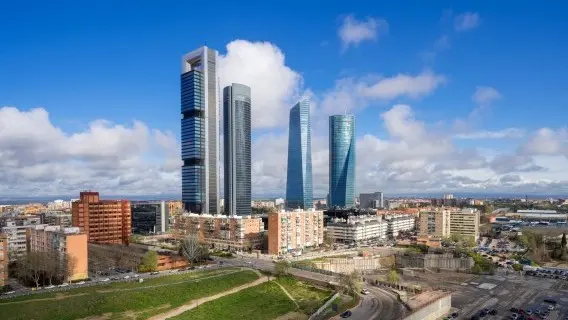 Spanish banks are among those to increase their lending. Pictured: Madrid's business district