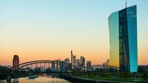 The Frankfurt skyline with the ECB on the right