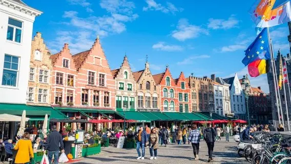 The market square in the centre of Bruges