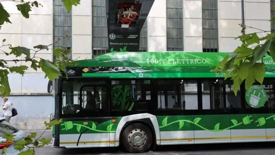 Electric bus charging station in Milan, July 2021