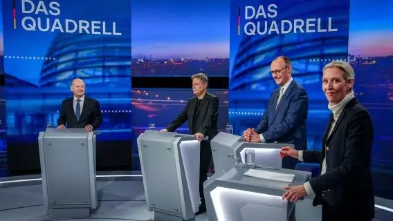 Germany's second tv debate featured the four major candidates for chancellor: Olaf Scholz (SPD), Friedrich Merz (CDU), Alice Weidel (AfD) and Robert Habeck (Greens)