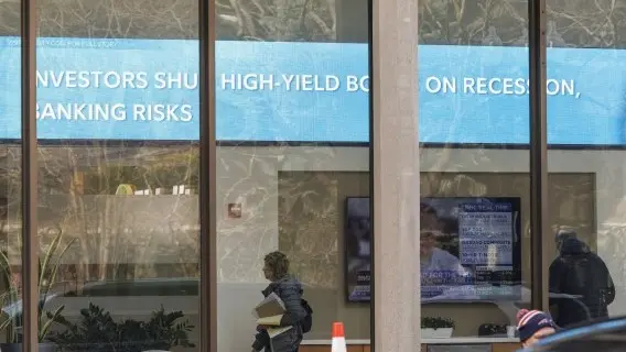 Financial information ticker regarding Credit Suisse in Boston, USA - 16 Mar 2023