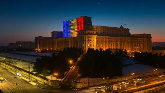The Romania parliament building in Bucharest