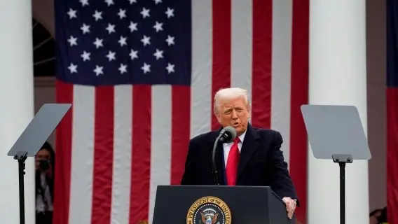 President Trump announcing global tariffs