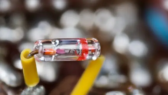 A close-up of a germanium point-contact diode