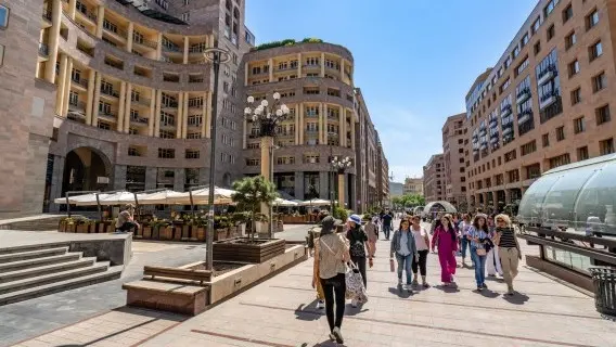 The Armenian dram is stronger than expected. Pictured: shoppers in Yerevan