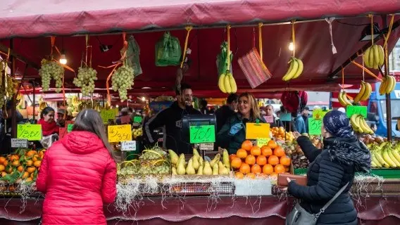 A food market in Turin, Italy