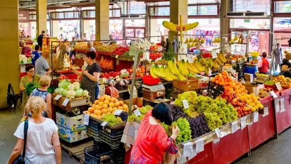 A food market in Bucharest. In August, the standard VAT rate will increase from 19% to 21%