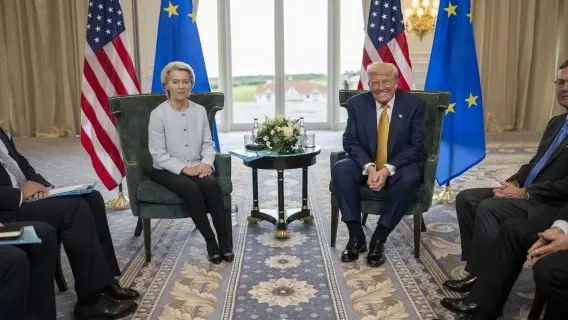 The EU's Ursula von der Leyen with President Trump in Scotland last year