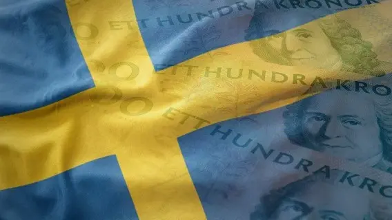 Swedish flag and Krona