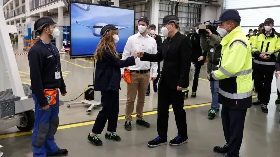 German Economy, Minister Robert Habeck, visits the Airbus factory in Hamburg