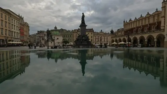 The CEE region can expect some cold economic showers this summer. Krakow's Market Square in Poland is pictured