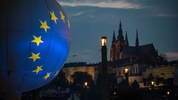 An EU balloon next to Prague Castle during last year's celebration of the Czech Presidency of the European Council