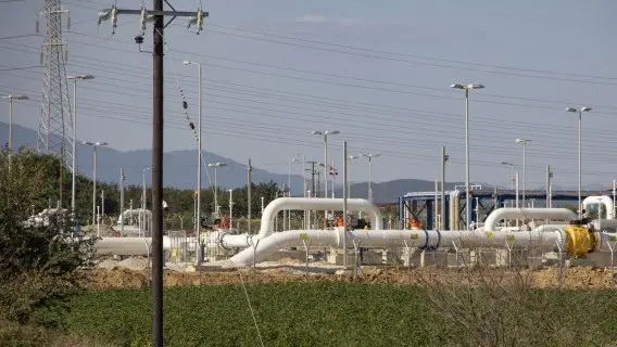 A natural gas pipeline in Komotini, Greece