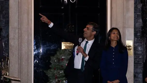 British Prime Minister, Rishi Sunak, pictured with his wife Akshata Murty, will be hoping for less political turbulence this year