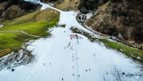 Skiers in the Austrian state of Salzburgerland this month. Due to higher temperatures, there is less snow this year and the quality of the snow is worse