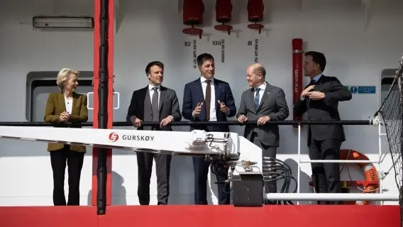 All aboard! European leaders, including France's Emmanuel Macron and Germany's Olaf Scholz at the North Sea Summit last month