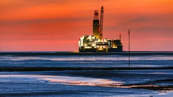 The Mittelplate oil drilling platform in the North Sea