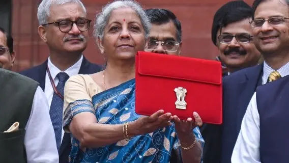 India's Finance Minister Nirmala Sitharaman before the country's budget speech earlier this year