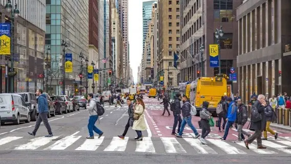 Workers near Grand Central Station in New York