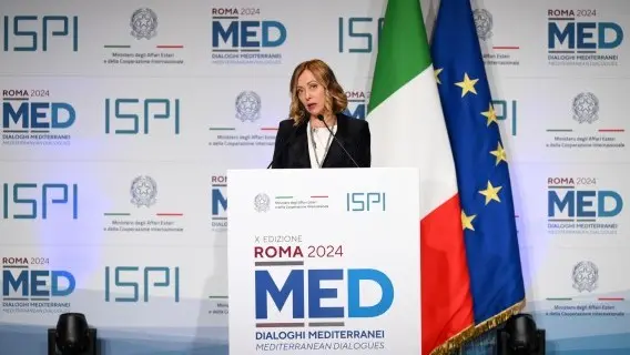 Italian Prime Minister Giorgia Meloni at last month's Mediterranean Dialogues conference