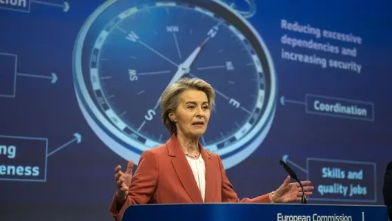 EC President, Ursula Von der Leyen, presenting her 'competitive compass' on Wednesday