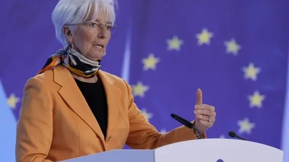 ECB President Christine Lagarde at today's press conference following the Governing Council meeting
