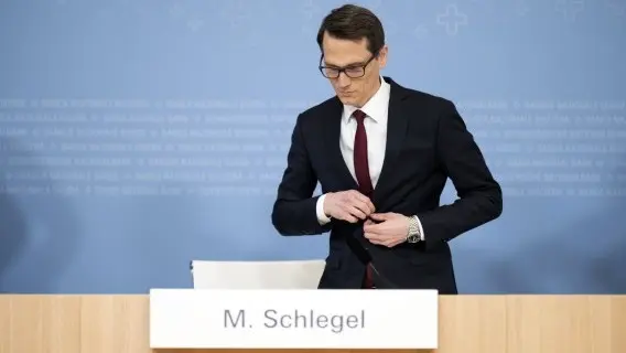 Martin Schlegel, Chairman of the Governing Board of the Swiss National Bank, at today's press conference