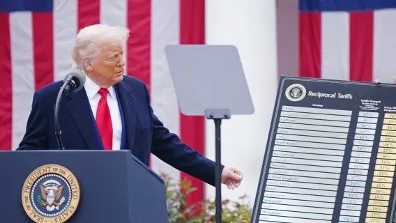 President Trump announcing global US tariffs in the White House on Wednesday