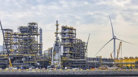 The Finnish company Neste is building a bio-refinery plant on artificial land in Rotterdam