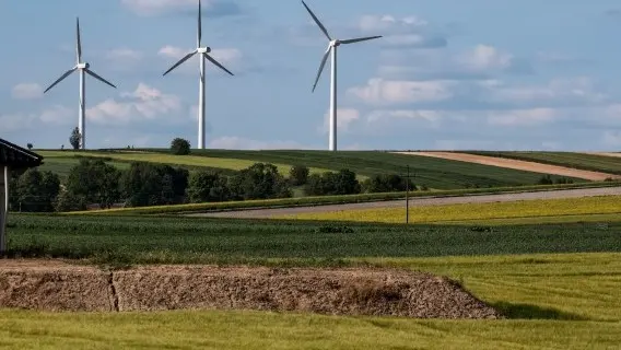 A wind farm in the Polish countryside