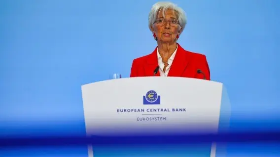 ECB President Christine Lagarde during today's press conference