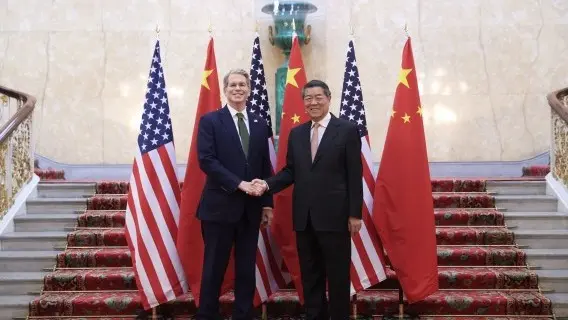 The Sino-American trade talks in London have produced plans to resume the exchange of sensitive goods. Pictured: Chinese Vice Premier He Lifeng (R) and US Treasury Secretary Scott Bessent