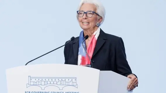 ECB President Christine Lagarde at today's meeting in Florence, Italy