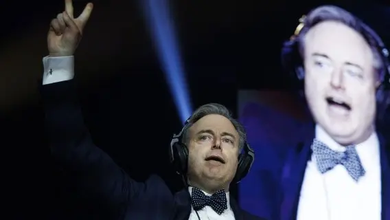 Belgium's Prime Minister Bart De Wever at a new year party rally