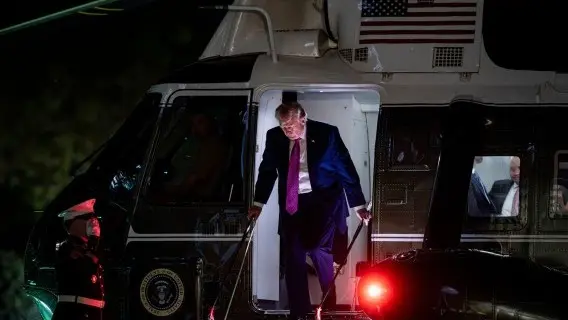 President Donald Trump descending Marine One last week