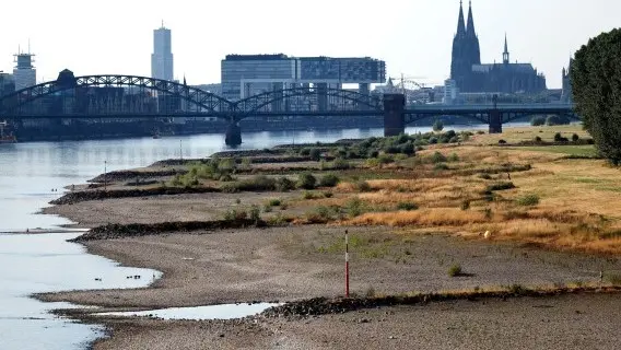 Water levels on the Rhine have fallen to record lows