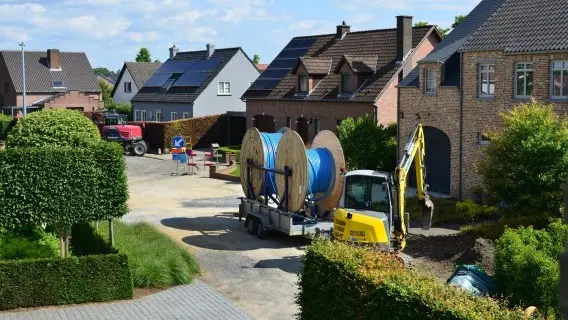 Leuven, Flemish-Brabant, Belgium: installation of telecom fiber optic, June 2024