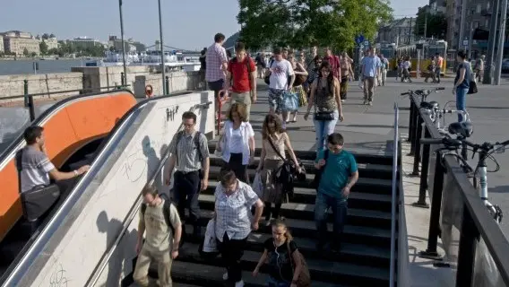 City commuters in Budapest, Hungary